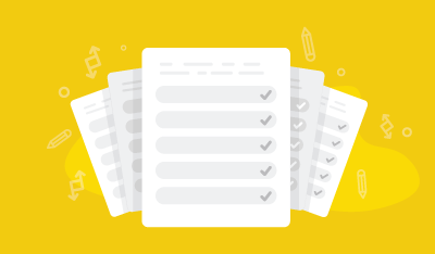 Image of yellow background with illustrated documents