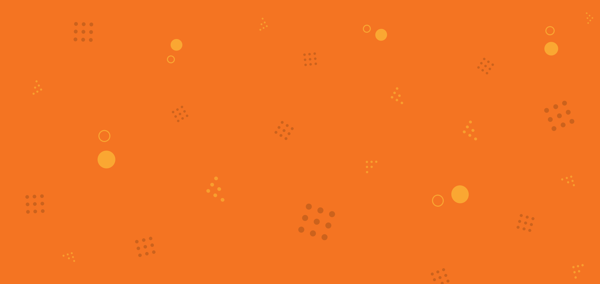 Image of orange background with pixelated shapes