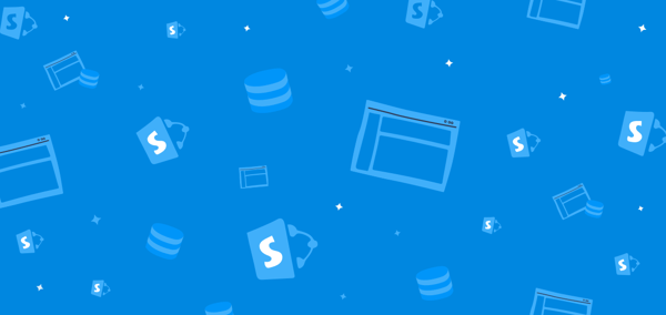 Image of blue background with illustrated SharePoint logos