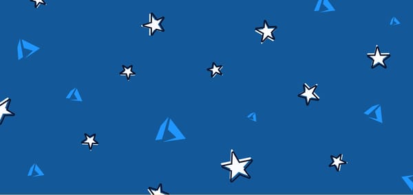 Image of blue background with illustrated azure logos and stars