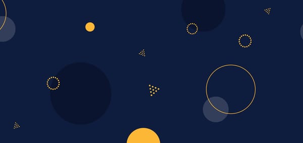 Image of dark blue background with yellow circles and triangles