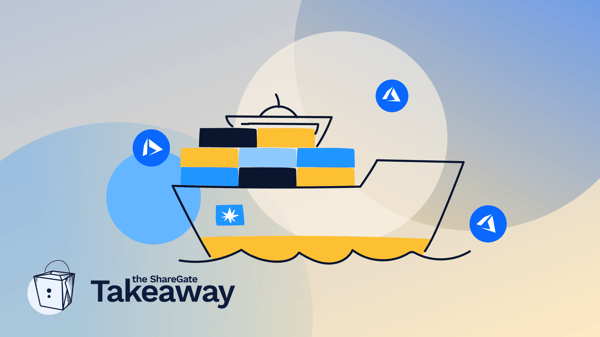 Illustrated ship with Azure icons